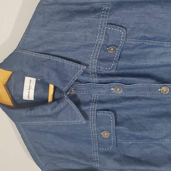 Alfred Dunner top women's size 18 blue button down denim look - Picture 2 of 11